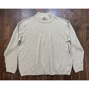 Casual Corner Annex Sweater Size 2X Mock Neck Green Long Sleeve Pullover Vintage